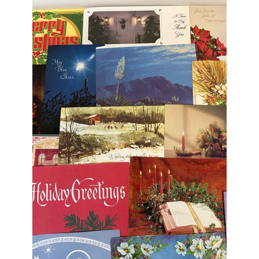 Vintage Christmas Cards Fronts ONLY Traditional Scrapbooking Decoupage Lot 50+